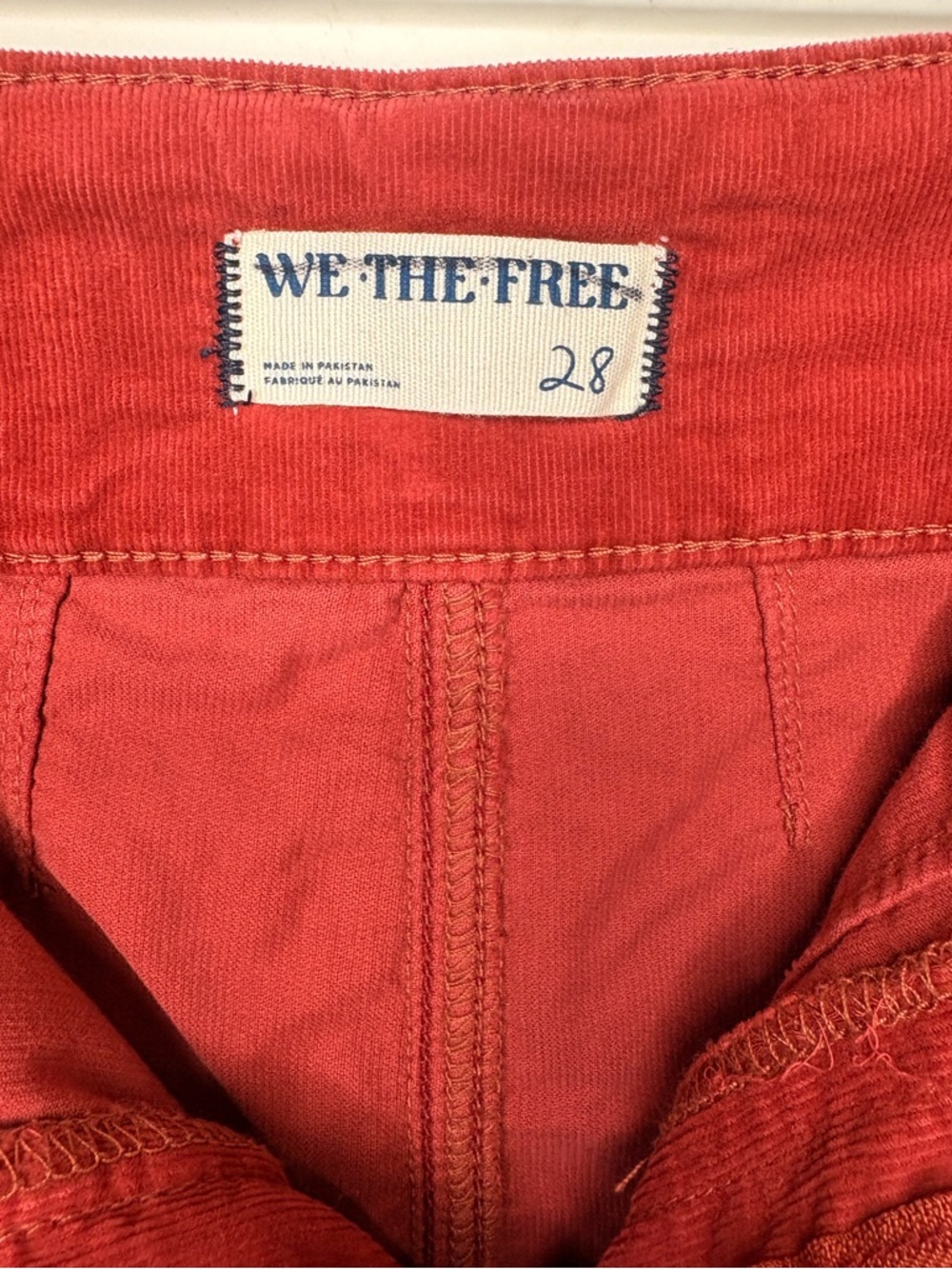 Free People We The Free Jayde Cord High Rise Flare Jeans in Red Size 28 - Picture 9 of 16